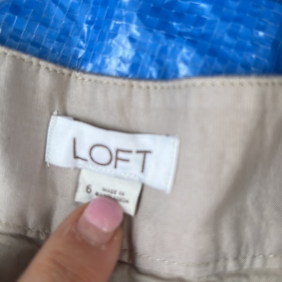 Loft Taupe with Metalic Thread Cotton Linen Shorts - Picture 2 of 8